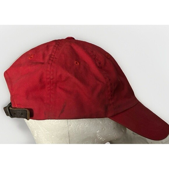 Polo Ralph Lauren Red Adjustable Strap Back Baseball Cap Blue Pony Logo - Picture 4 of 8